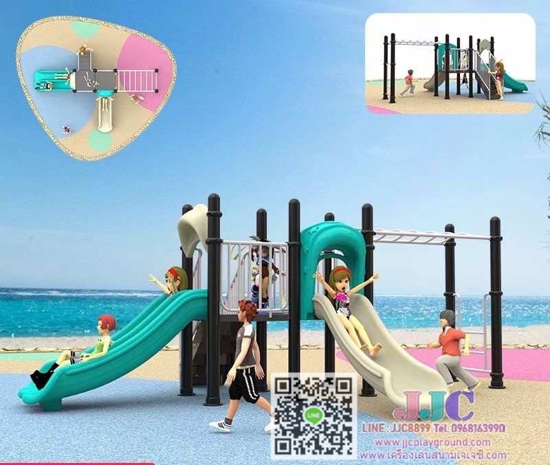 เครื่องเล่นสไลเดอร์รางเดี่ยว2ทางพร้อมบาร์โหน