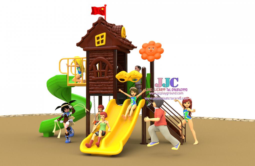 เครื่องเล่นสนามชุดบ้านไม้