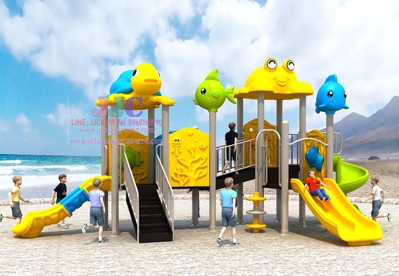 เครื่องเล่นสนามชุดเจ้าสมุทรหรรษา ขนาดเครื่องเล่นไม่น้อยกว่า 330*630*280ซม.