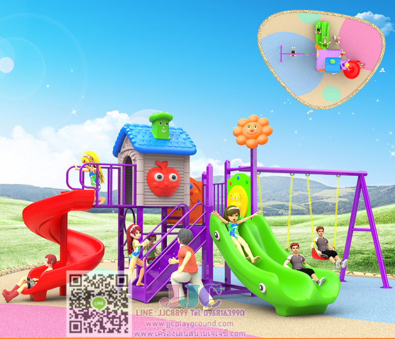 เครื่องเล่นสนามชุดบ้านเชอรี่แดง